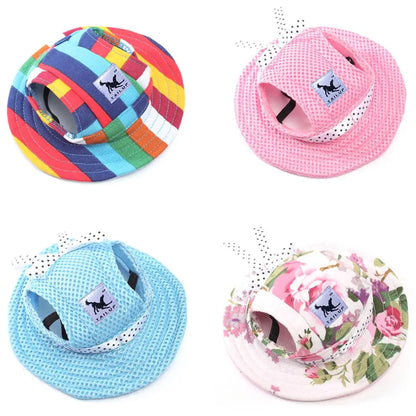 Dog Cap With Ear Holes for Small Dogs Canvas Cap Dog Baseball Beach Visor Hat Puppy Outdoor Cap