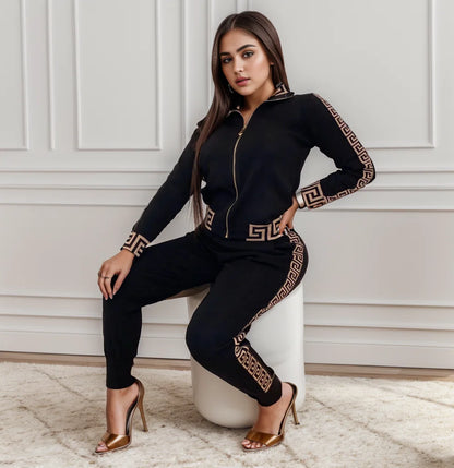 New Style Leisure Printing Stitching Two-piece Suit