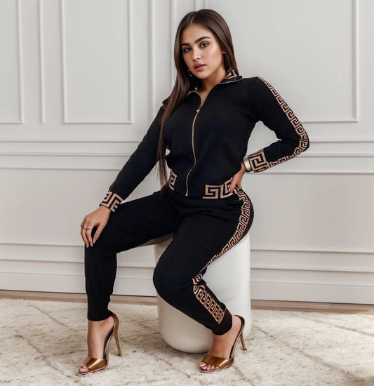 New Style Leisure Printing Stitching Two-piece Suit