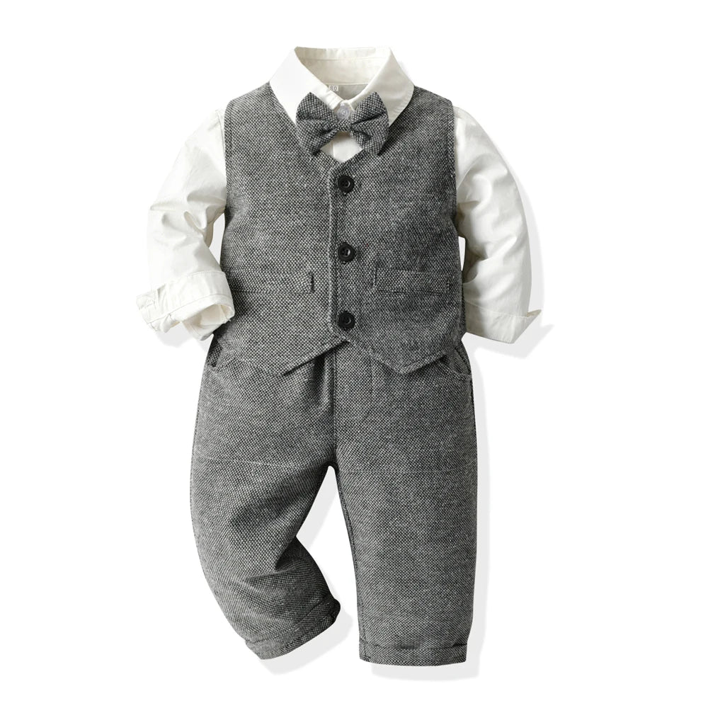 top and top Fashion Toddler Kids Boy Gentleman Clothing Sets Long Sleeve Formal Suits Children Boys Casual Clothes 3Pcs Outfits