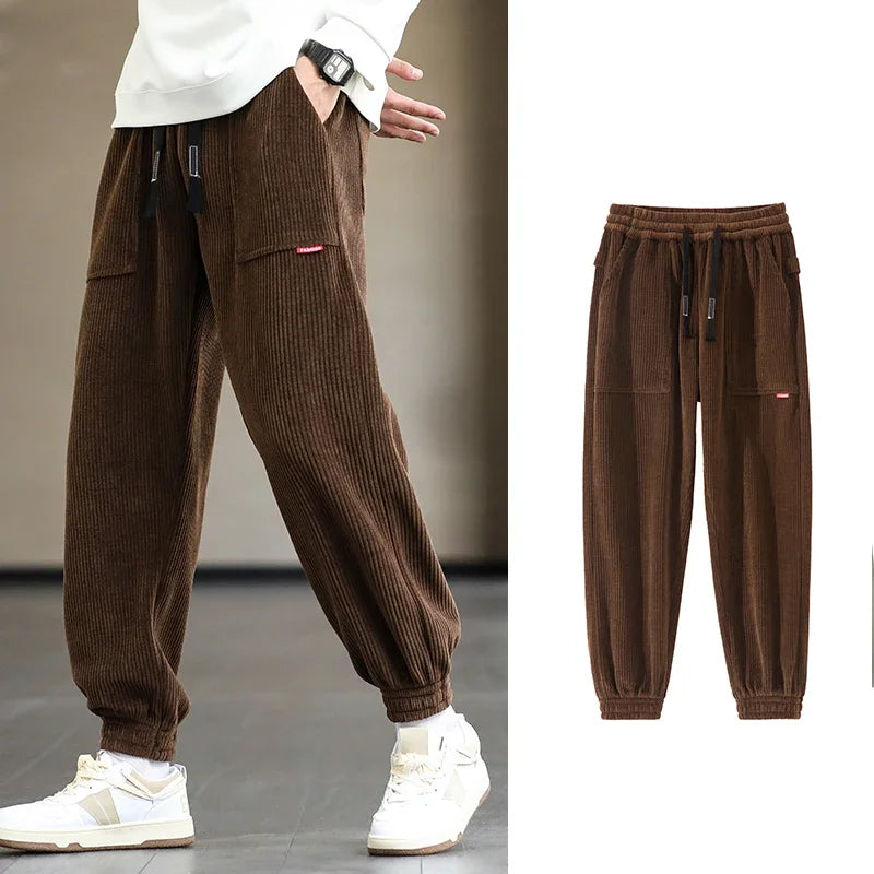 2024 New Autumn Winter Corduroy Sweatpants Men Baggy Joggers Fashion Streetwear Loose Casual Harem Pants Plus SIze 8XL