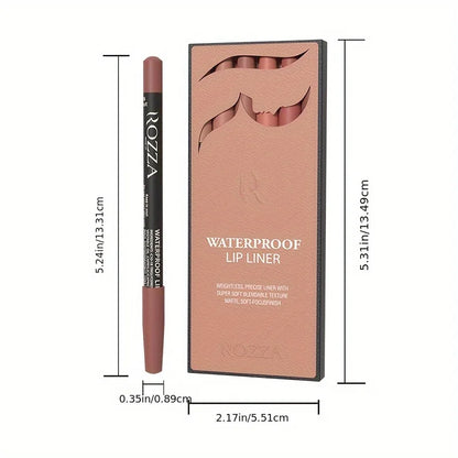 6pcs ROZZA Nude Lip Liner Set - Water-Resistant, Matte Finish Crayon Lip Pencils Non-Smudging & Easy-to-Apply