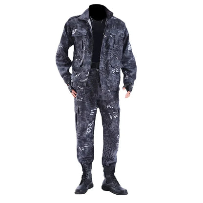 Men's Soft Tracksuit Outdoor Camouflage Suit Uniform Python Pattern Wear-resistant Overalls Labor Insurance Clothes Men Hombre