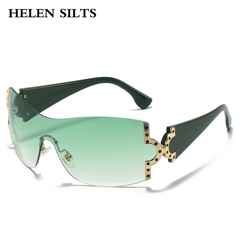 2000'S Fashion One Piece Sunglasses Women Luxury Shiny Crystal Sun Glasses UV400 Ladies Y2k New Colorful Eyewear Diamond Shades