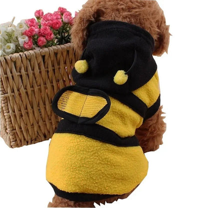 Bee Pet Puppy Coat Clothing Set Wool Clothes Dog Cat Hoodie Fancy Dress Costume Halloween Cosplay Sweater Dog Hoodie