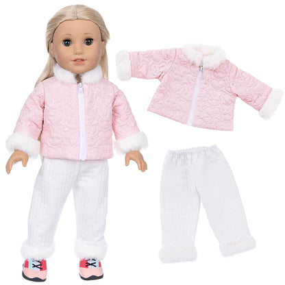 18 inch Girls Doll Winter Coat Dress Suit for 43cm Baby Doll Outfit Skirt