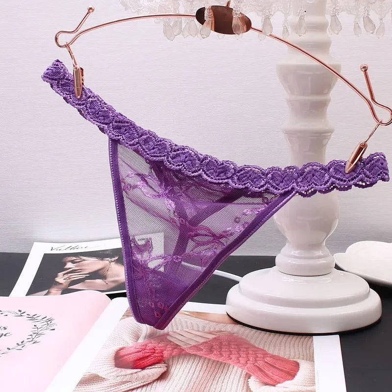 Customized Crystal Shining Letter Thongs Women's Sexy Lace Bikini Waist Chain Underwear Girl's Birthday  Gift Hot Wife Briefs