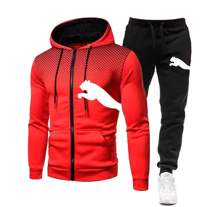 Fall/Winter Menswear fashion Designer Clothing Zipper hooded jacket + pantsuit Jogging street sportswear two-piece set