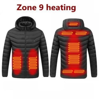 9/23 Areas Heated Jacket Men Warm Vest USB Self Heating parka Women Heated Coat Ski Camping Hiking Winter Cotton Clothes Washed