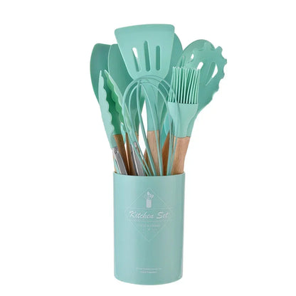 12PCS Food Grade Silicone Kitchen Cookware Utensils Turner Spatula