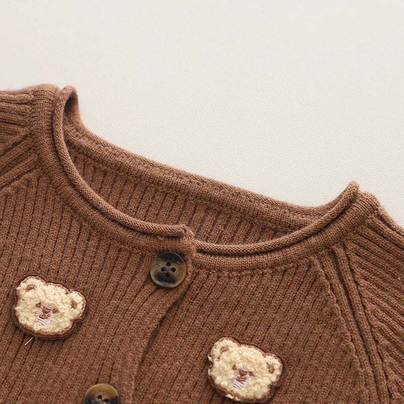 2PCS Baby Girls Fall Knit Outfits Long Sleeve Button Down Cardigan Tops + Pants Set Toddler Warm Clothes