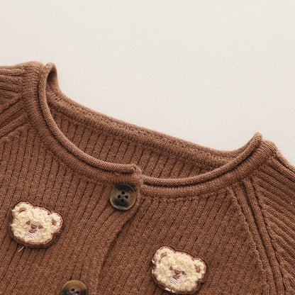 2PCS Baby Girls Fall Knit Outfits Long Sleeve Button Down Cardigan Tops + Pants Set Toddler Warm Clothes