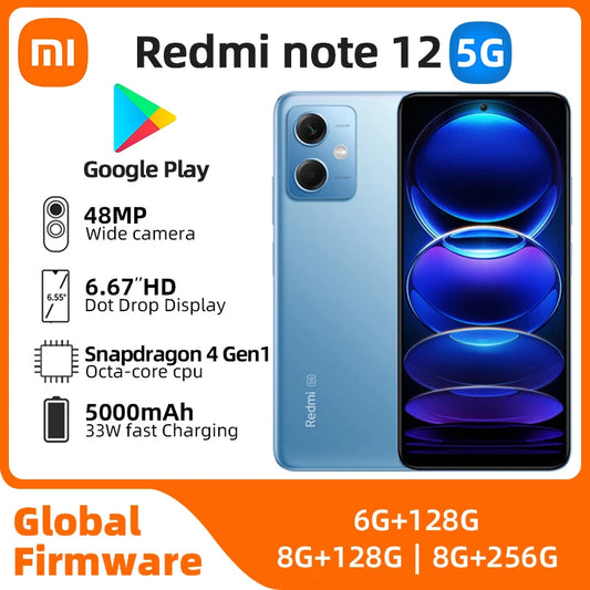 Xiaomi Redmi note12 5G 6.67inch OLED Screen 48MP Camera 5000mah Battery Unlocked used phone