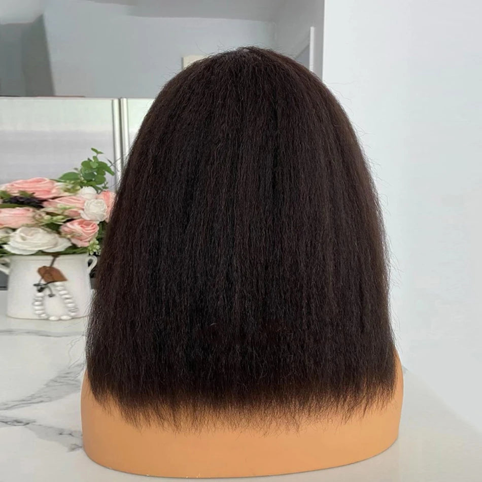 Glueless Kinky Straight 13x4 Lace Front Wig BOB 4x4 Closure Wig With Kinky Edges Lace Frontal Brazilian Bob Human Hair For Women