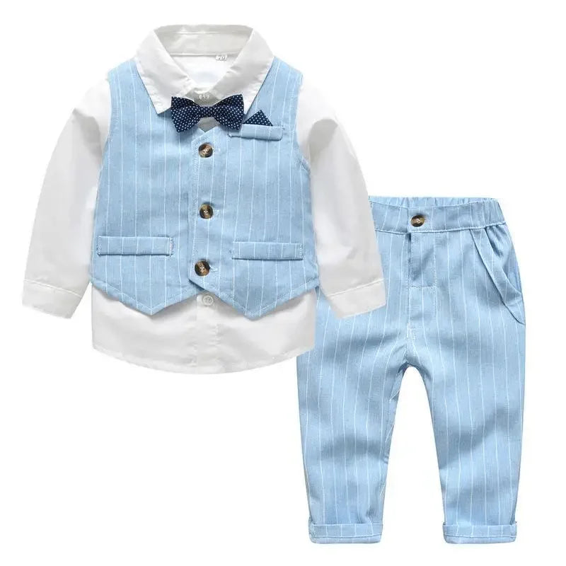 Boys Suits Clothes For Wedding Formal Party clothes Striped Baby Vest Shirt Pants Kids Boy Outerwear Clothing Set