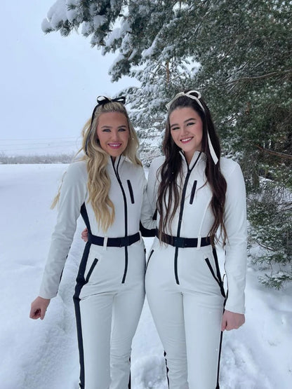 Winter Patchwork Ski Jumpsuits For Women Long Sleeve Waterproof Windproof Skiing Overall Female 2024 Elegant Skateboard Jumpsuit