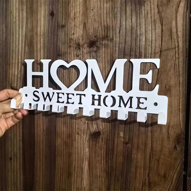 1pc Wall Mounted Decor Black Metal Key Holder Hooks