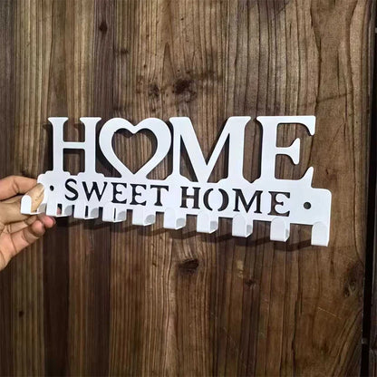 1pc Wall Mounted Decor Black Metal Key Holder Hooks