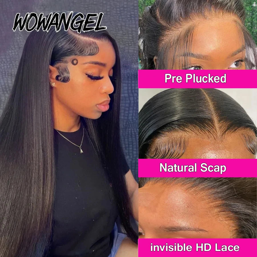 HD Lace Front Wig Pre Plucked Straight Wigs 13x6 HD Transparent Lace Frontal Human Hair Wig Brazilian Hair For Woman