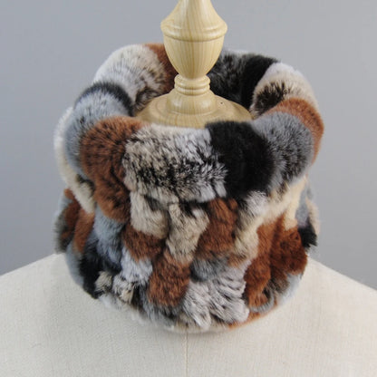 Good Elastic Rex Rabbit Fur Ring Scarves Winter Warm Women Genuine Rex Rabbit Fur Scarf Knitted Real Natural Fur Wraps Headbands