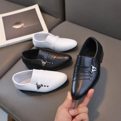 Children's Leather Shoes for Boys Toddler Kids Party Wedding Formal Performance Shoes School All-match Black White Loafers Shoes