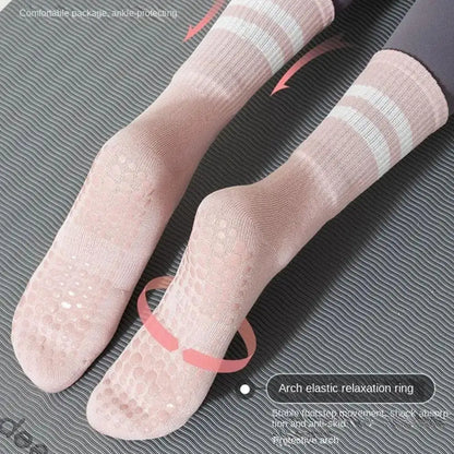 8 Colors Sports Socks Cotton Mid-tube Bottom Professional Non-slip Silicone Indoor Fitness Socks Gym Dance Pilates Yoga Socks