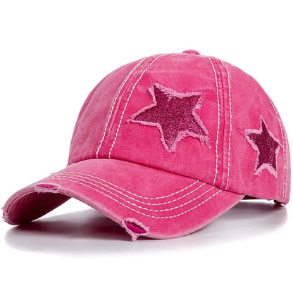 Retro Y2K Star Washed Denim Hole star Baseball cap Snapback Hats Autumn Summer fishing Hat Men Women Caps Casquette hats Gorras