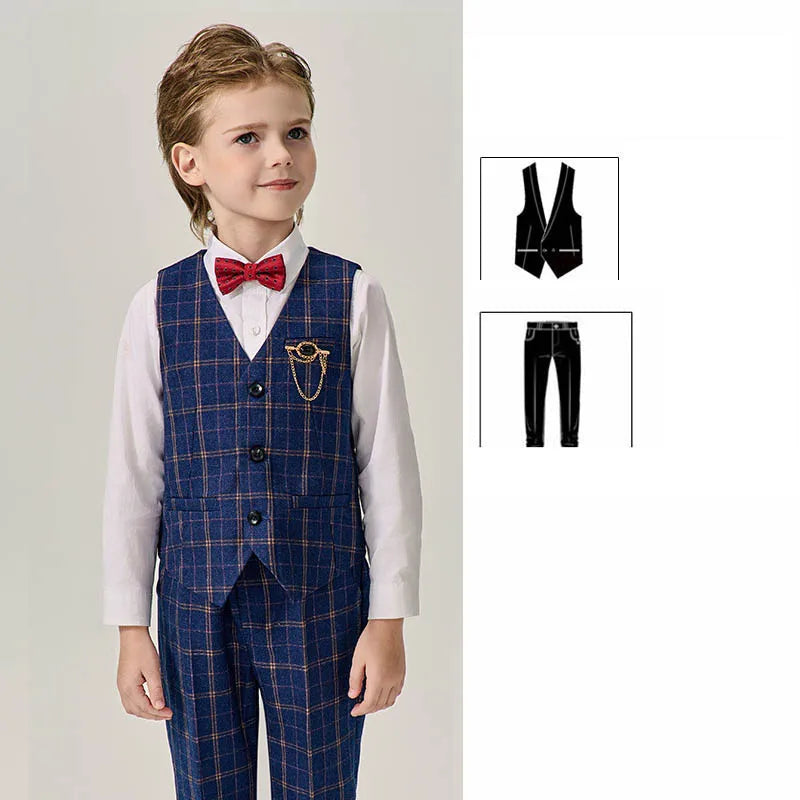 Prince Kids Purple Jakcet Vest Pants Bowtie Piano Party Dress Boys Wedding Ceremony Photograph Suit Children Performance Costume