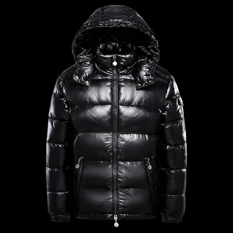 Winter Mens Shiny Down Parkas Coats Man Mountain Ski Cotton Thermal Coats Men Thick Windbreaker Hooded Jacket Clothing