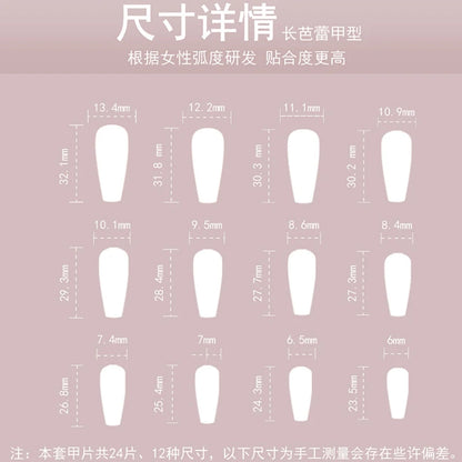 24Pcs/set Y2K Fake Nail Art with Hellokitty Rhinestone French White Edge Design Wearable Long Fasle Nail Tips Manicure Patch