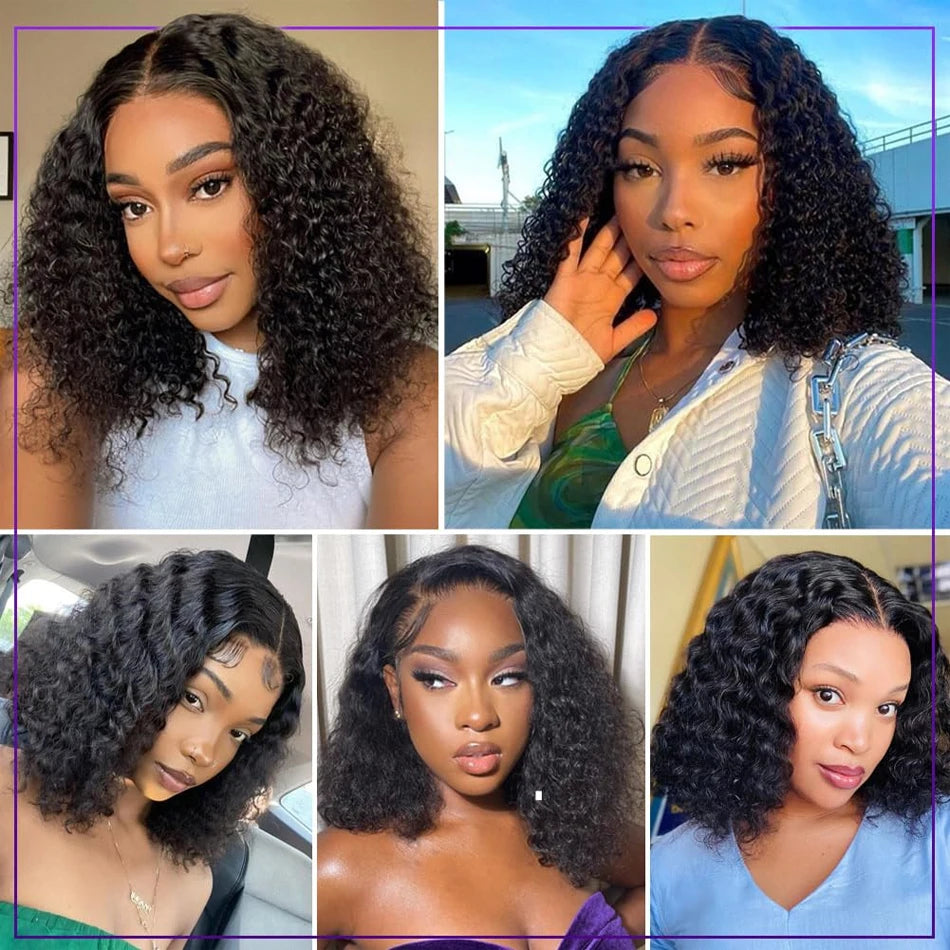 Glueless 100% Human Wigs Water Wave Ready To Wear Short Bob HDTransparent Lace Frontal Wear And Go Wig Deep Curly For Woman Sale