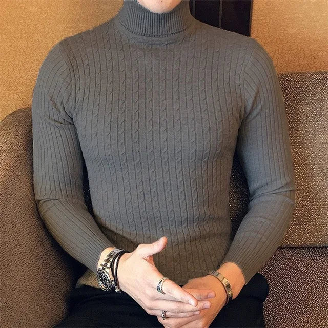 Winter High Neck Thick Warm Sweater Men Turtleneck Brand Mens Sweaters