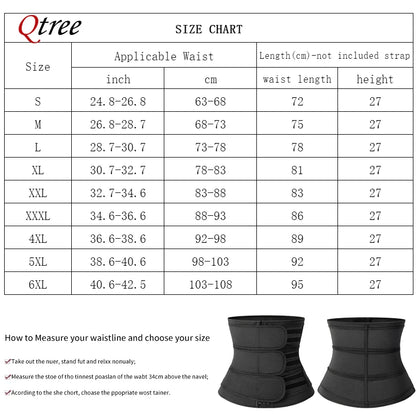 Qtree Body Shapewear Women Waist Trainer Corset Belly Cincher Trimmer Weight Loss Slimming Sweat Belt Sauna Strap Tummy Control