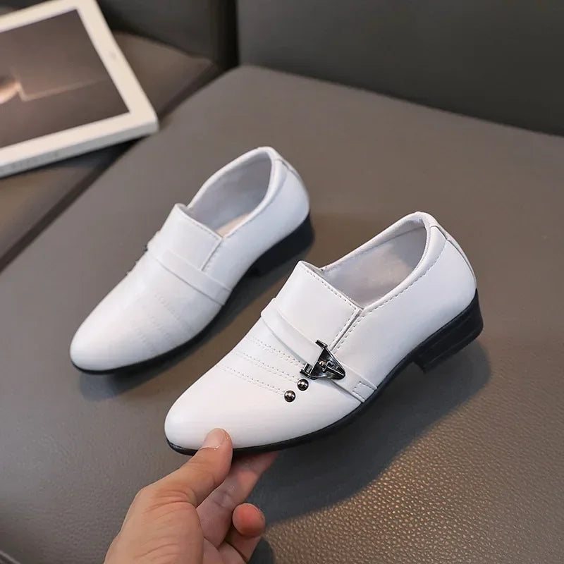 Children's Leather Shoes for Boys Toddler Kids Party Wedding Formal Performance Shoes School All-match Black White Loafers Shoes