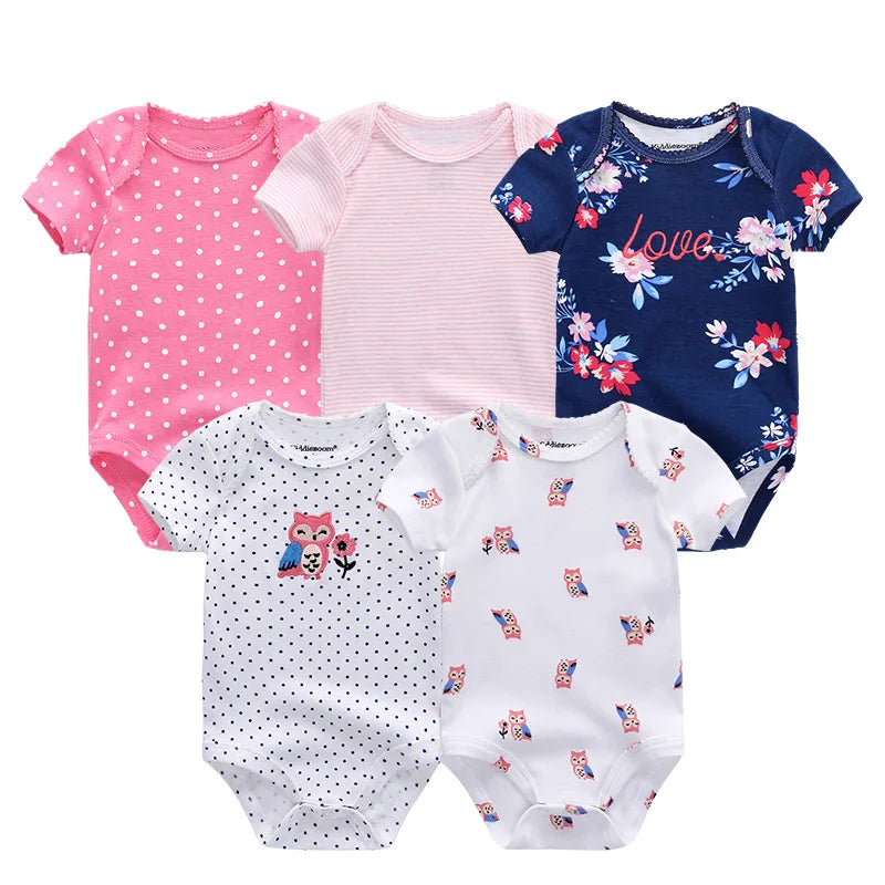 aple Leaf Print Baby Short sleeved jumpsuit 5-piece set Baby Boys Outgoing Clothing Baby Full Moon Clothing 100% Cotton