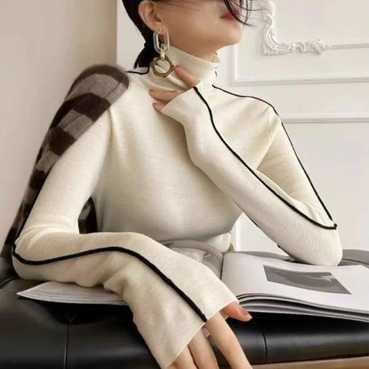 Turtleneck Pullovers Winter Slim Fit Long Sleeved Top 2025