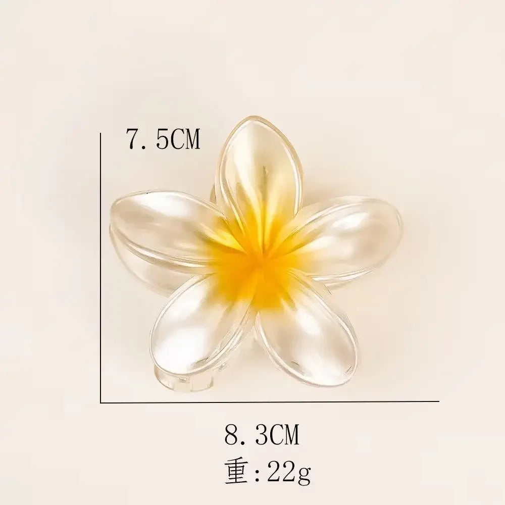 Flower Crab Hair Clips for Women Plumeria Barrettes Large Hair Claw for Thin/Thick Beach Hair Accessories for Girls 8cm