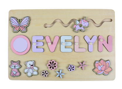 Personalized Custom First Name Wooden Puzzle Educational Toys for Toddlers Shape Matching Board Boys Girls Early Learning Gifts