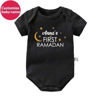 New Custom Name First Eid/Ramadan Baby Rompers Newborn Baby Ramadan Jumpsuits Eid Mubarak Baby Boys Girls Clothing Outfits Gifts