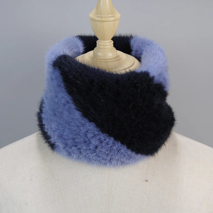 2025 New Women Winter Real Mink Fur Scarves headbands Good Elastic Knitted Natural Mink Fur Scarf Thick Warm Lady Fur Ring Shawl