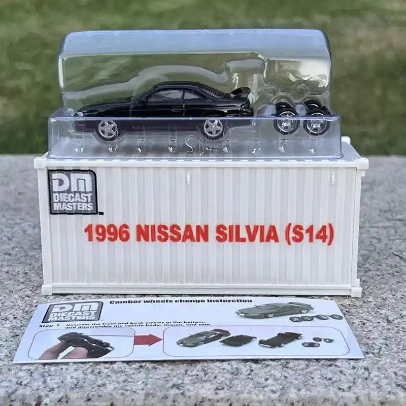 New DM 1:64 container car DieCast Master1999 Nissan Silvia S14 S15 alloy car model in stock Child Collection toy gift