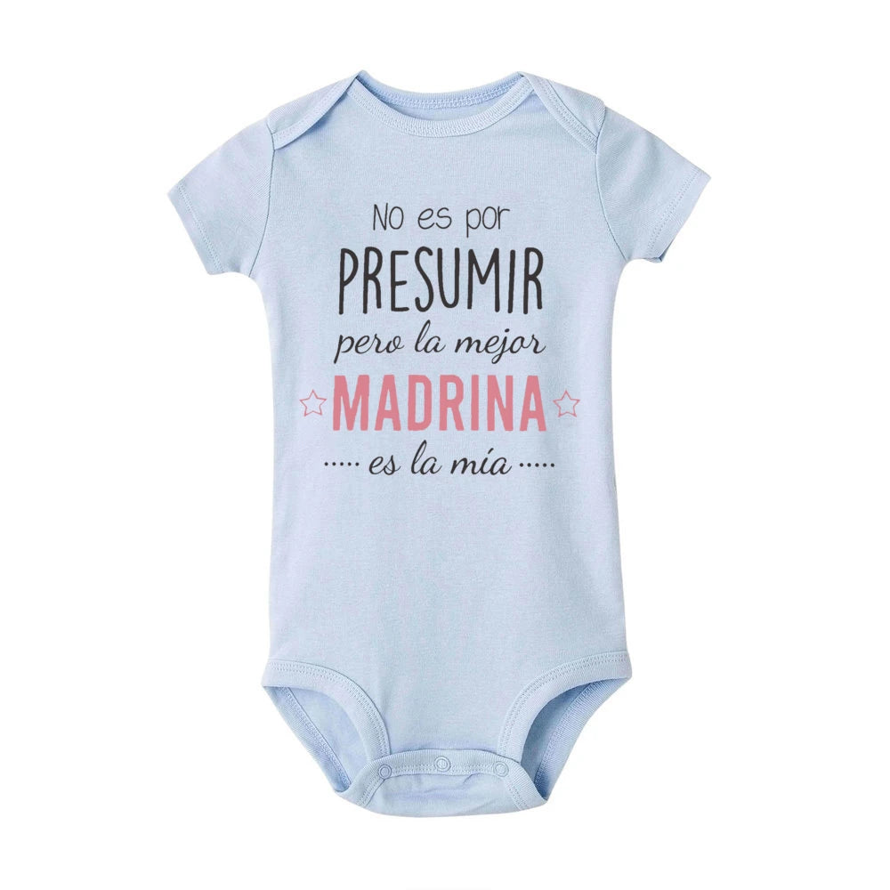 Not Show To Off But The Best Godmother/Godfather Is Mine Printed Baby Romper Funny Infant Short Sleeve Bodysuit Toddler Clothes