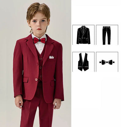 Prince Kids Purple Jakcet Vest Pants Bowtie Piano Party Dress Boys Wedding Ceremony Photograph Suit Children Performance Costume