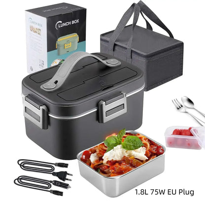 60W Electric Lunch Box Food Warmer Portable Food Heater for Car Or Home - Leak Proof 304 Stainless Steel Liner