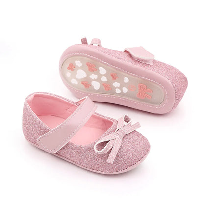 Baby Item Infant Girl Shoes Toddler Bling Bow Trainer Newborn Soft Anti-slip Rubber Sole Bebes Princess Footwear for 1 Year Gift