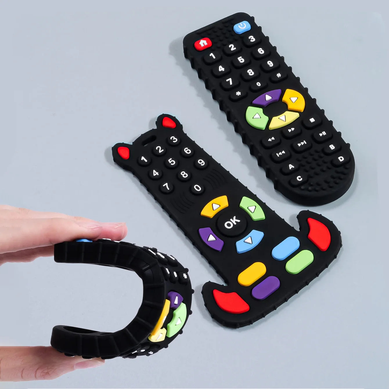 1PC Silicone Baby Teether TV Remote Control Shape Teether Rodent Gum Pain Relief Teething Toy Kids Sensory Educational Toy