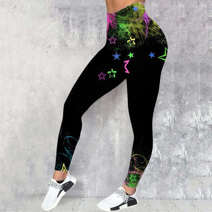 Mardi Party Women Casual Sports Yoga Pants Colorful Printed Fashion Leggings Carnival Festival  Celebration