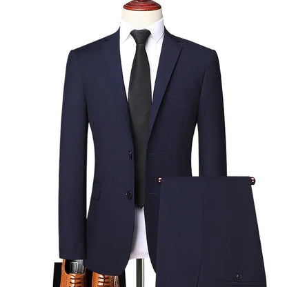 S-8XL (Blazer+ Pants) Men's Fashion Business Casual Outdoor Gentleman Trend Single Breasted Wedding Slim-fit British Style Suit