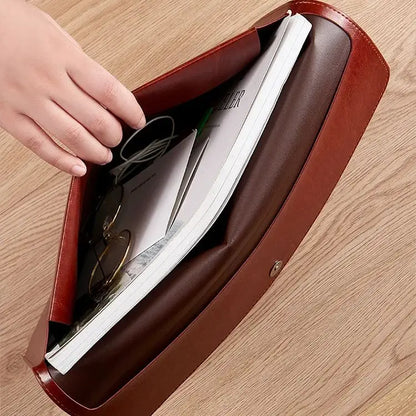 A4 A6 Leather File Folder Data Package Document Bag Fashion Briefcase Data Contract Bill File Bag School Office Supplies