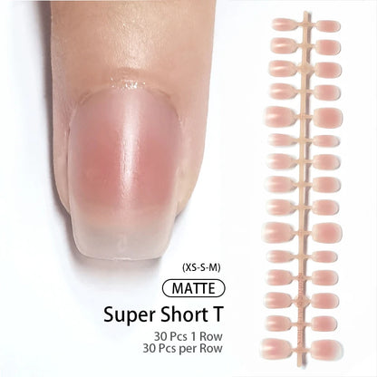 30Pcs French Gradient Short Ballet Nails Simple Nude Color False Nails Coffin Fake Nail Press On Nails Full Cover Nails